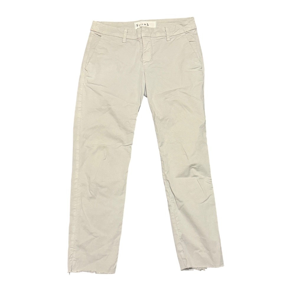 Frank & Eileen Wicklow Italian Cotton Chinos Light Gray Size 2 Raw Hem Cropped